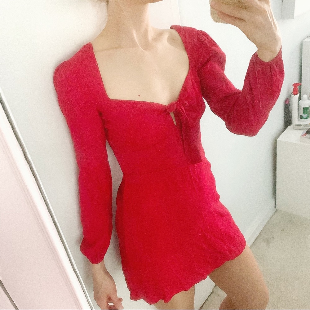 REFORMATION red cote long sleeve short dress 4P - Picture 2 of 7